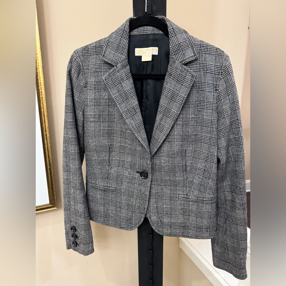 Michael Kors Classic Gray Plaid Women's Blazer
